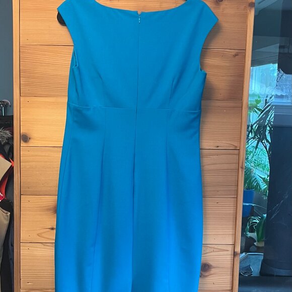 Calvin Klein Teal Cap Sleeve Sheath Dress Size 10 - Picture 2 of 8